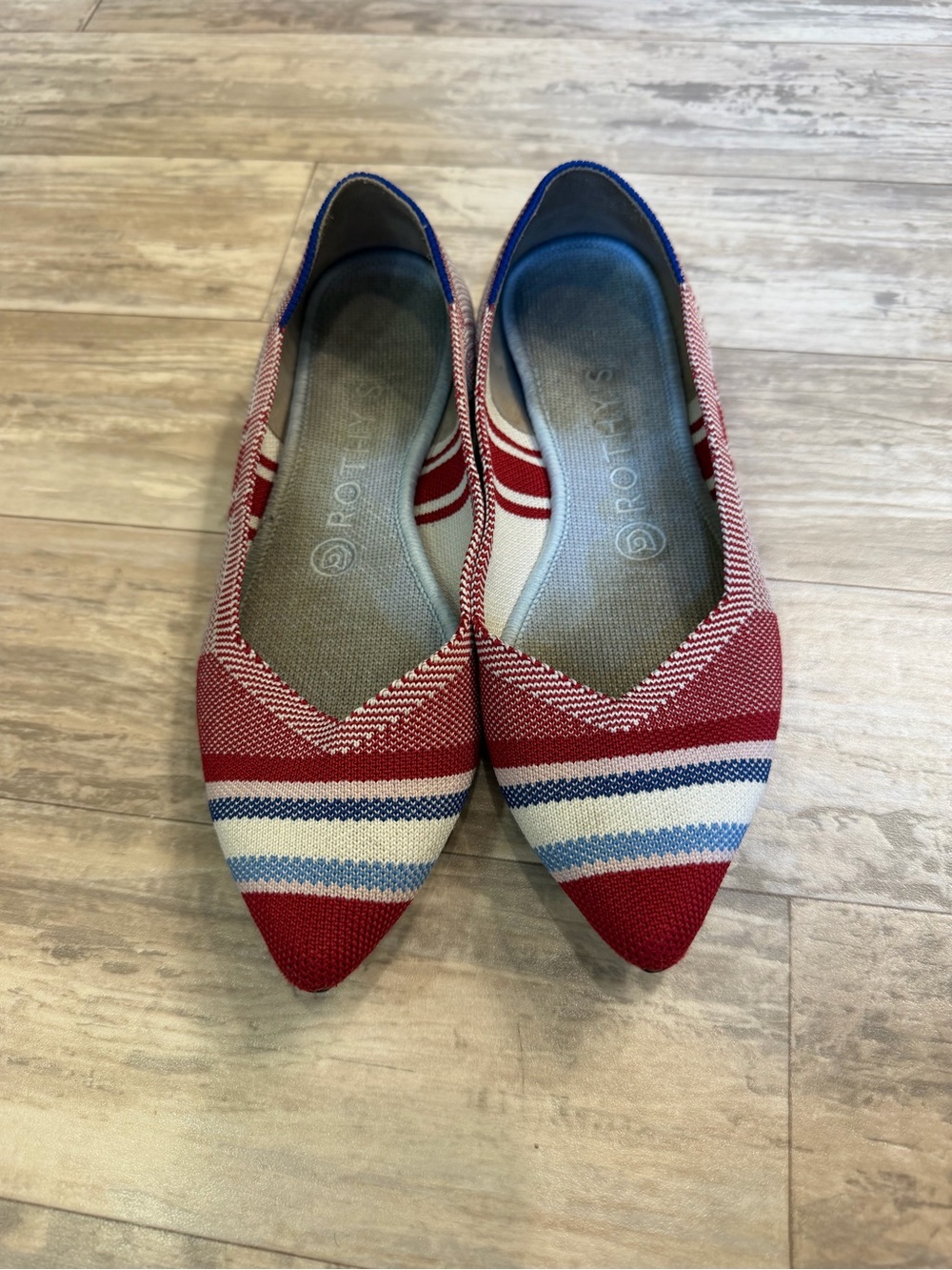 Rothy's Retired Varsity Stripe The Point Flats RARE! Size 7.5